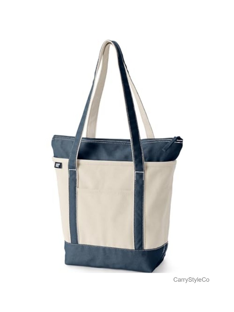 Lands' End Zip Top Canvas Tote - Structured, Water-Resistant, Shoulder Strap